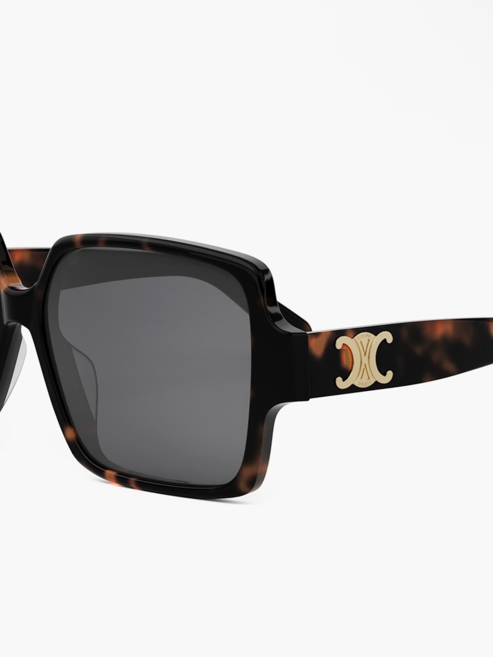 Celine Tortoiseshell Square Sunglasses with Gold Accent - Picture 1 of 7